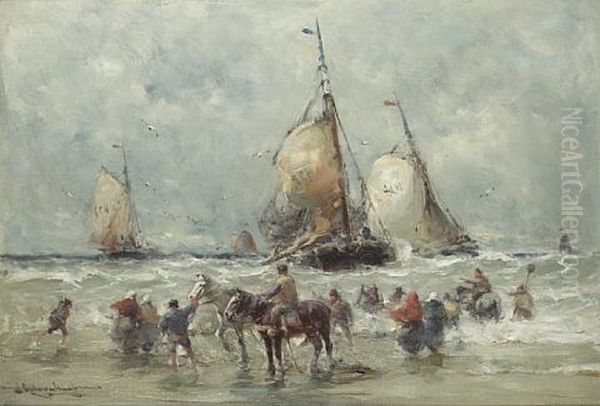 Waiting For The Boats Oil Painting by Edmund Aubrey Hunt