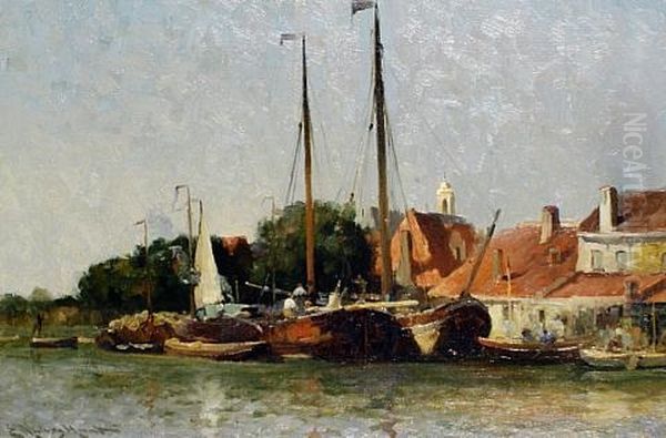 A Hot Day In Dordrecht Oil Painting by Edmund Aubrey Hunt