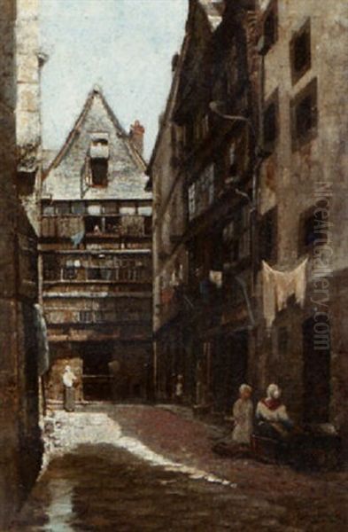 Street Scene Oil Painting by Edmund Aubrey Hunt