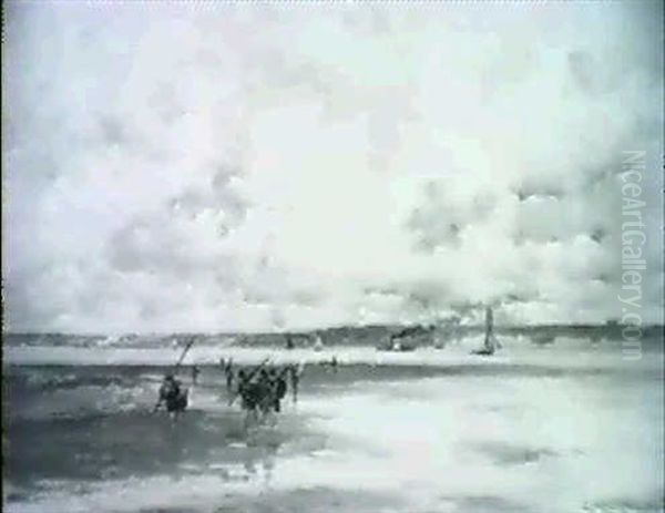 Fishermen At Honfleur Oil Painting by Edmund Aubrey Hunt