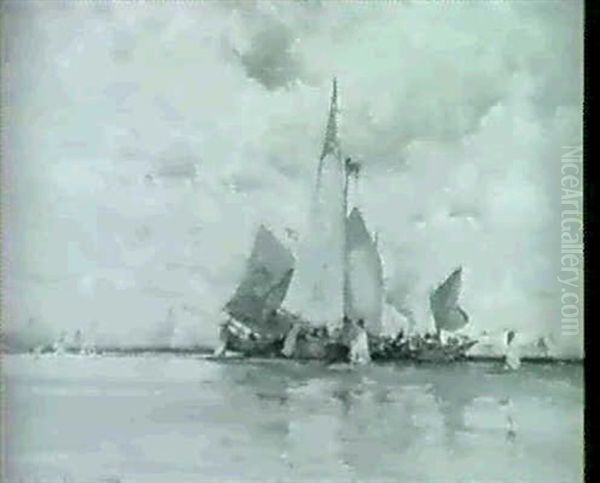 Venetian Fishing Boats Oil Painting by Edmund Aubrey Hunt