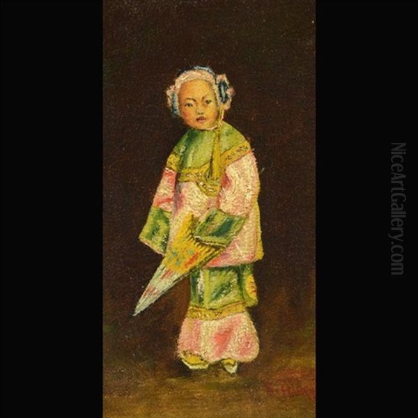 Young Chinese Girl With Umbrella by Esther Anna Hunt