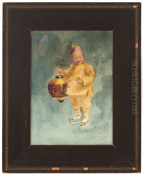 Chinese Child Holding A Lantern by Esther Anna Hunt