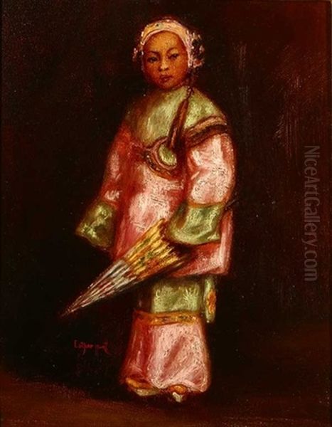 Chinese Girl Holding An Umbrella by Esther Anna Hunt