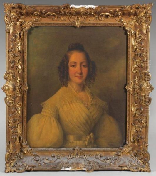 Portrait De Madame Hibert Oil Painting by Jean Pierre Frederic Barrois