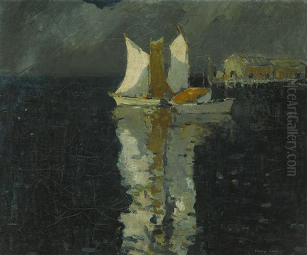 Three Sails Reflected Oil Painting by Thomas Lorraine Hunt