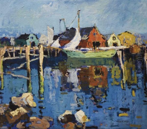 Boats At Dock Oil Painting by Thomas Lorraine Hunt