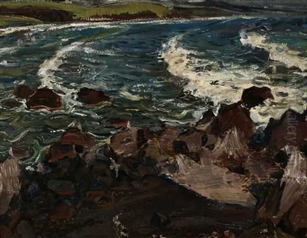 Coastal (carmel, Ca?) Oil Painting by Thomas Lorraine Hunt