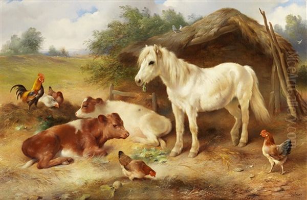 A Corner Of The Farmyard Oil Painting by Walter Hunt