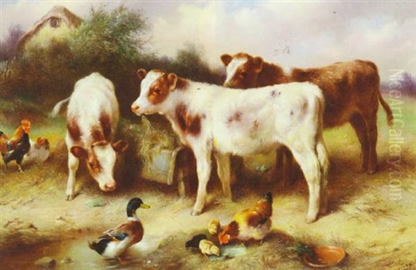 The Farmyard Oil Painting by Walter Hunt