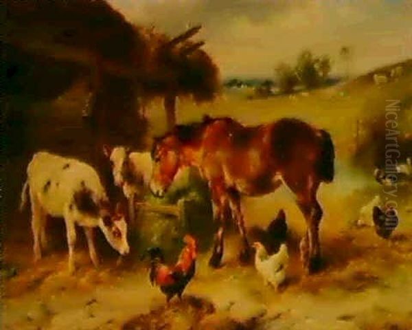 A Rustic Farmstead Oil Painting by Walter Hunt