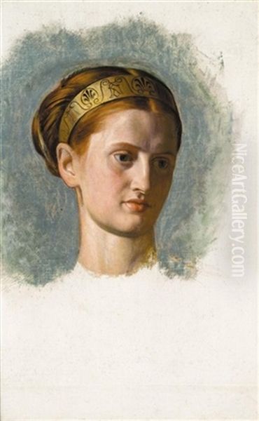 Portrait Of A Young Woman (isabella Waugh?) Oil Painting by William Holman Hunt