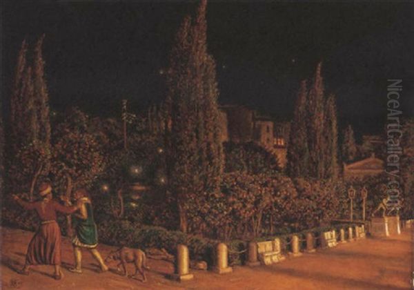 The Grand Piazza At Athens, With The Two Bronze Statues Known As 'the Runners', Of The Time Pericles Oil Painting by William Holman Hunt