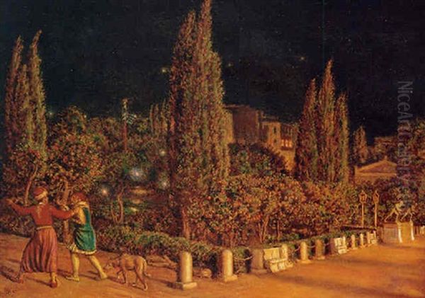 The Grand Piazza At Athens, With The Two Bronze Statues Known As The Runners, Of The Time Of Pericles Oil Painting by William Holman Hunt