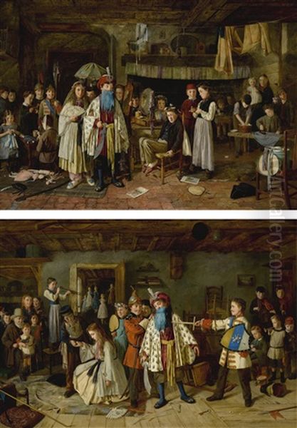 Bluebeard Marries And Bluebeard Foiled Oil Painting by Charles Hunt