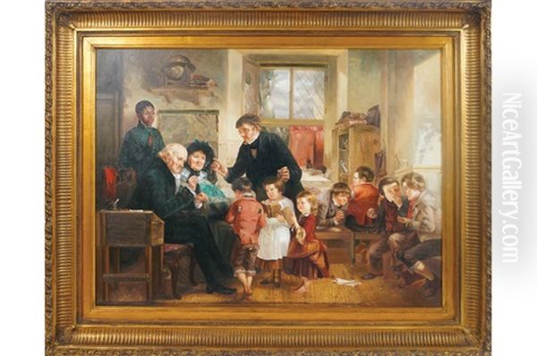 Figures In A School Room Oil Painting by Charles Hunt