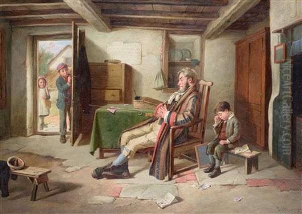 The Truant Oil Painting by Charles Hunt