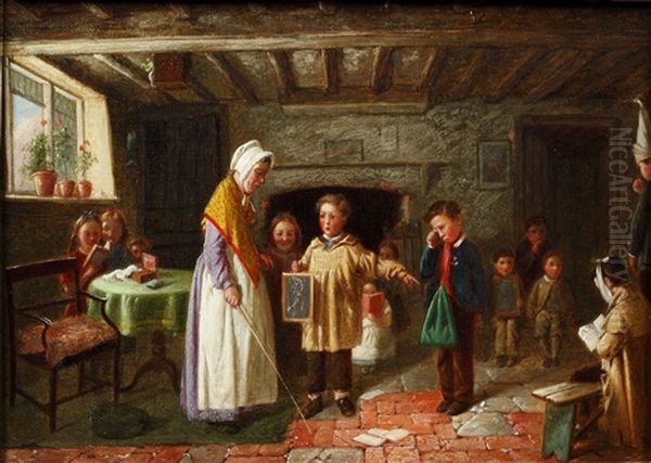 The Schoolroom Lesson Oil Painting by Charles Hunt