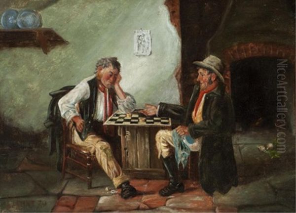 An Awkward Move Oil Painting by Charles Hunt