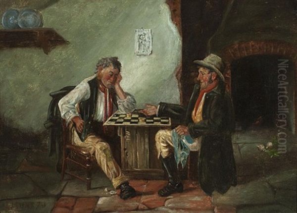 An Awkward Move Oil Painting by Charles Hunt