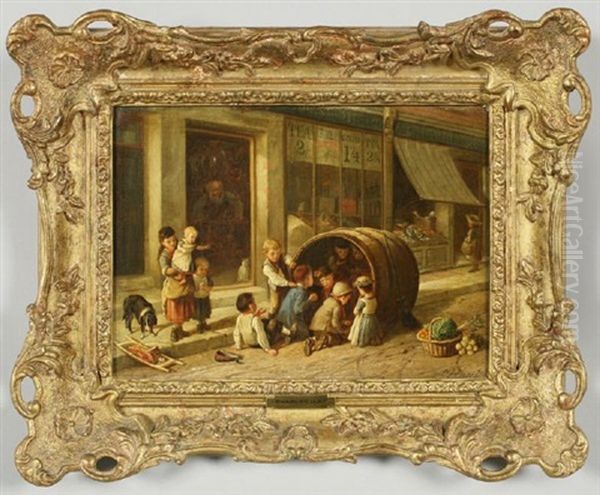 Children At Play Oil Painting by Charles Hunt