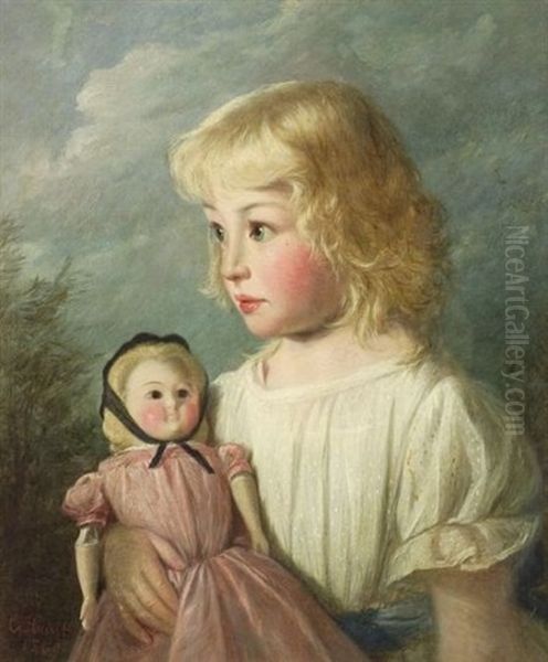 Her Porcelain Doll Oil Painting by Charles Hunt