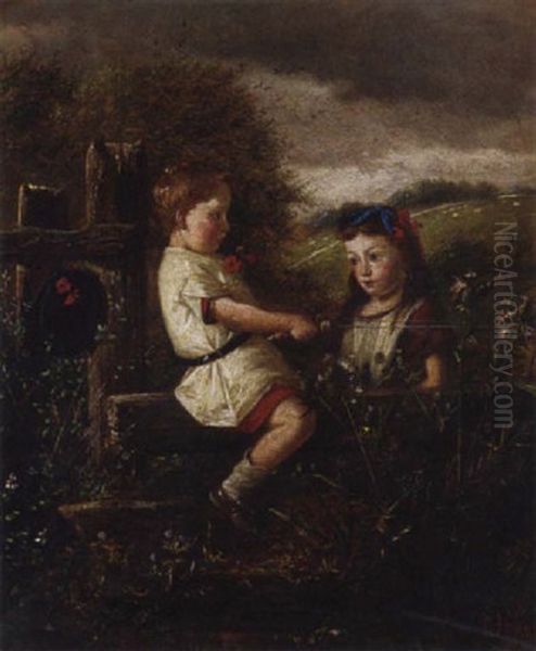 At The Stile Oil Painting by Charles Hunt