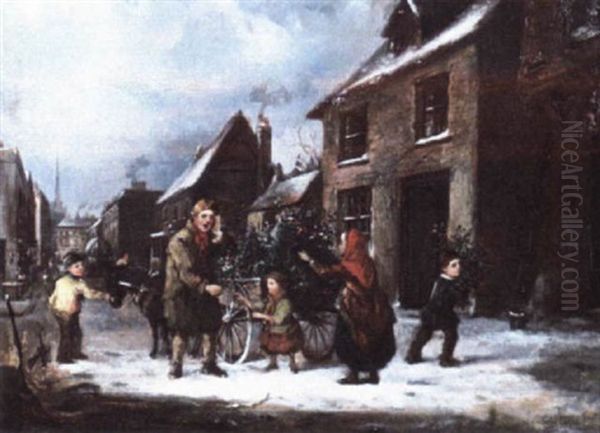 The Mistletoe Seller Oil Painting by Charles Hunt