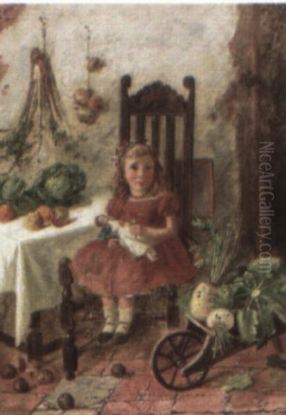 The Little Greengrocer Oil Painting by Charles Hunt