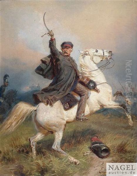 Generalfeldmarschall Blucher Zu Pferd Oil Painting by Emil Hunten