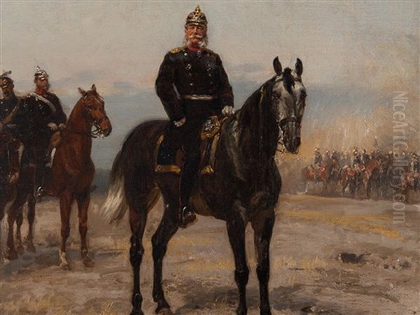 Oil Painting, Kaiser Wilhelm I. On Horseback Oil Painting by Emil Hunten