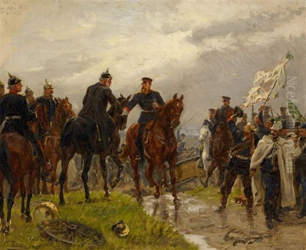 Schlacht Bei Konigsgratz, 1866 Oil Painting by Emil Hunten