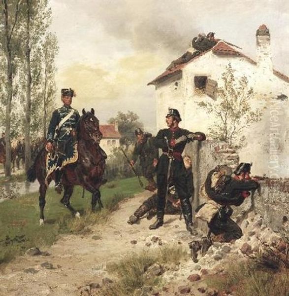 Preussische Jager Und Husar Oil Painting by Emil Hunten