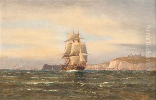 Off The Coast Of Dover Oil Painting by Franz Johann (Wilhelm) Huenten