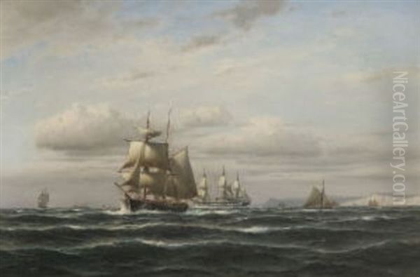 Marine Oil Painting by Franz Johann (Wilhelm) Huenten