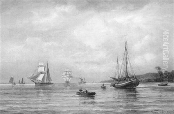 Die Elbe Bei Blankenese Oil Painting by Franz Johann (Wilhelm) Huenten