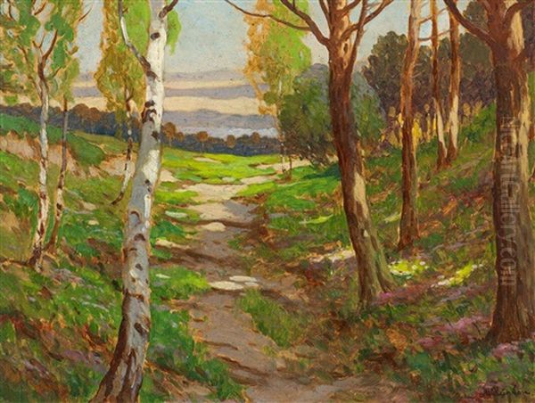 Landschaft Im Dars Oil Painting by Max Hunten