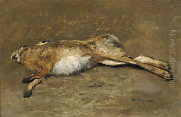 Erlegter Hase Oil Painting by Max Hunten