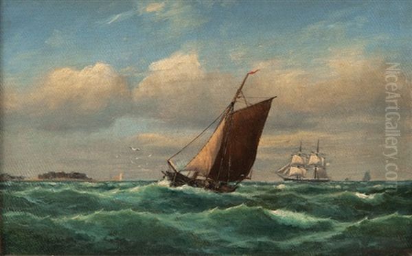 Sailing Ships Off Heligoland by Richard Hunten