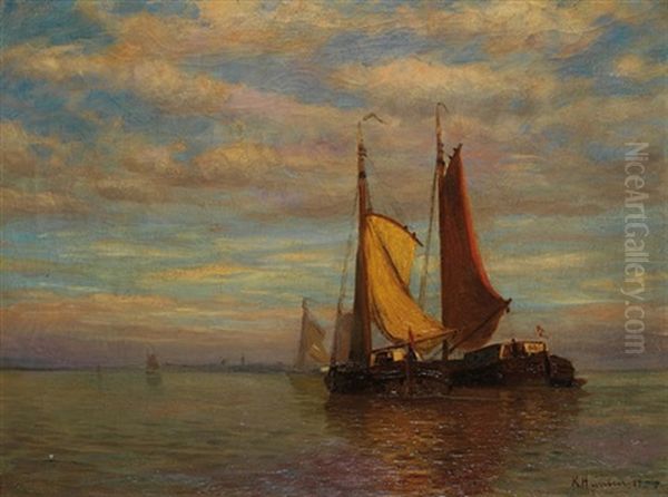 Segelschiffe Auf Der Elbe by Richard Hunten