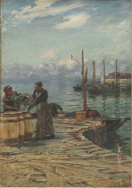 Women Sorting Fish Oil Painting by Colin Hunter