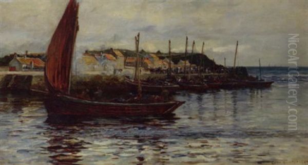 Shipping In The Harbour Of Oban (?) Oil Painting by Colin Hunter