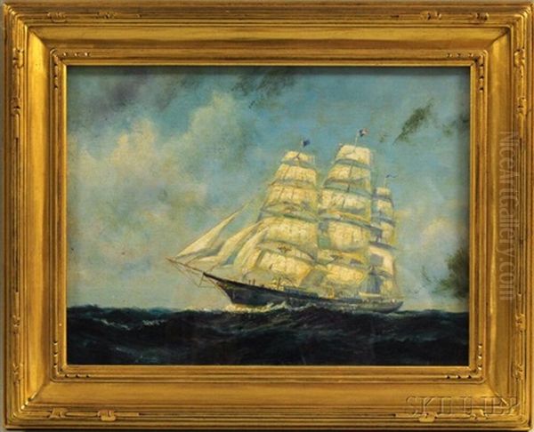 Full-rigged Vessel Under Sail Oil Painting by Frederick Leo Hunter