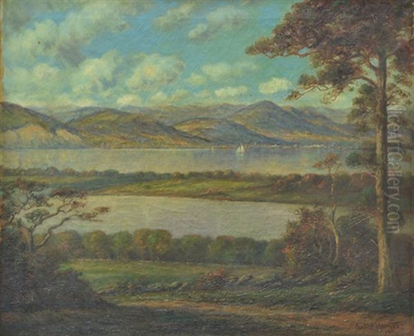 Hudson River View Of Catskills Oil Painting by Frederick Leo Hunter