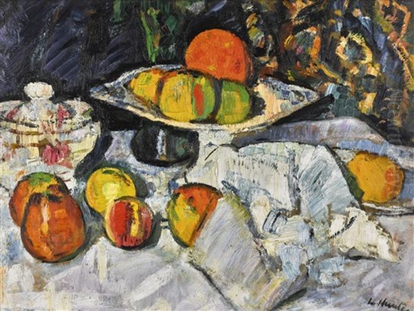 Still Life Of Apples Oil Painting by George Leslie Hunter