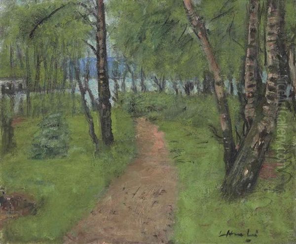 Birchwood, Loch Lomond Oil Painting by George Leslie Hunter