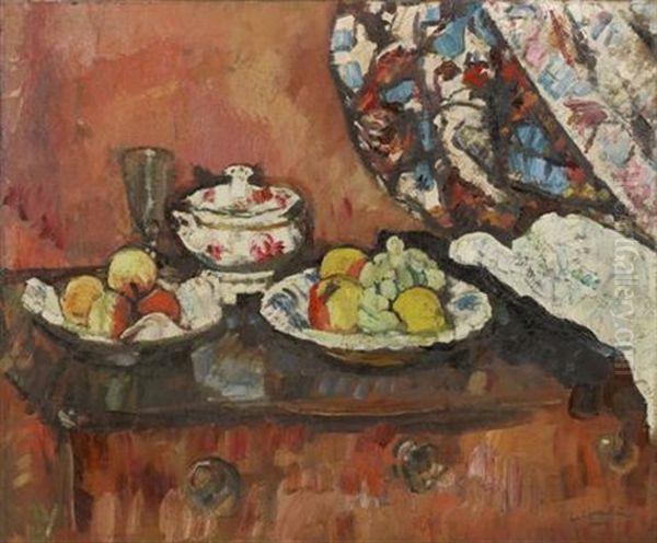 A Still Life Of Fruit Oil Painting by George Leslie Hunter