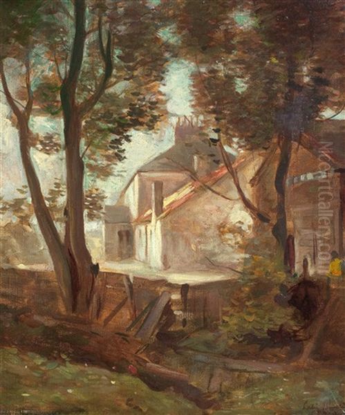 Millburn Farm Oil Painting by George Leslie Hunter