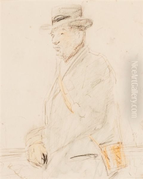 A Portrai Of William Macinnes Oil Painting by George Leslie Hunter