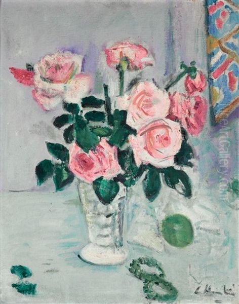 A Bouquet For Mollie (+ Still Life, Verso) Oil Painting by George Leslie Hunter